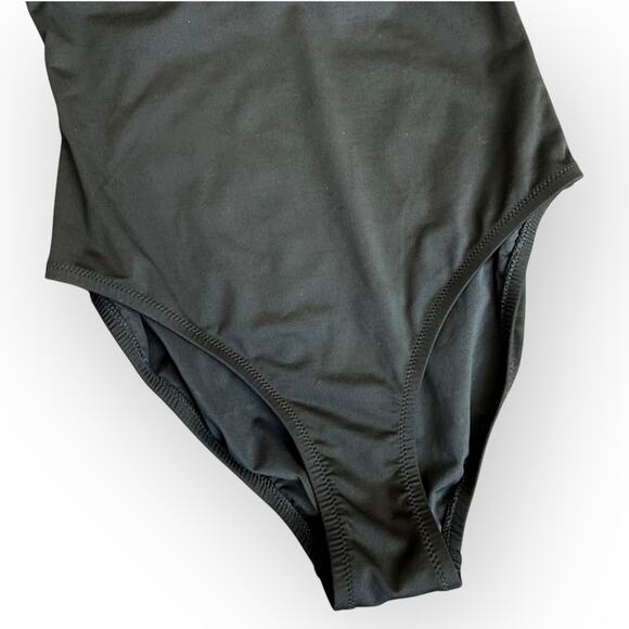 J.CREW Halter Scalloped Swimsuit One Piece Minimalist Classic Black V-neck Sz 2 - Picture 3 of 12